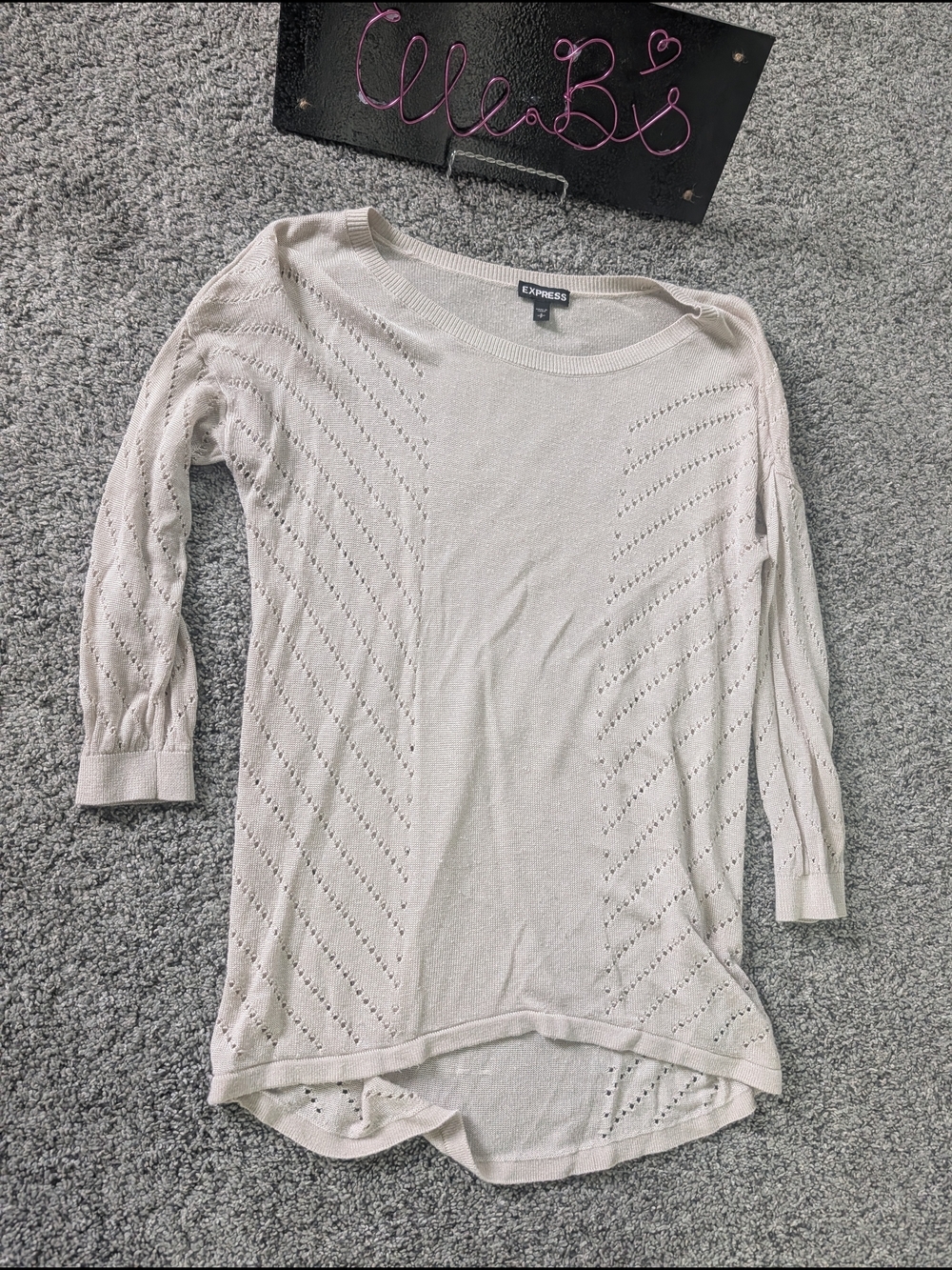 Euc Express Crewneck Knit Top in Light Beige Xs